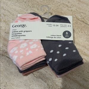 NEW 🆕 6 pairs Infant Cotton Blend Anklet Socks - 12-24 months
